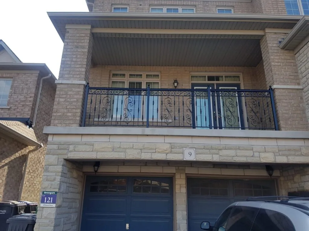 black exterior guardrail railings for second floor residential balcony