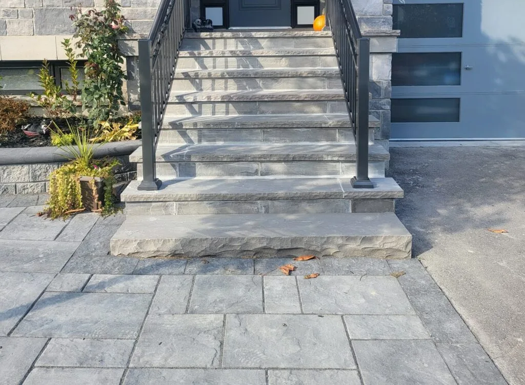 a stone steps leading to a door