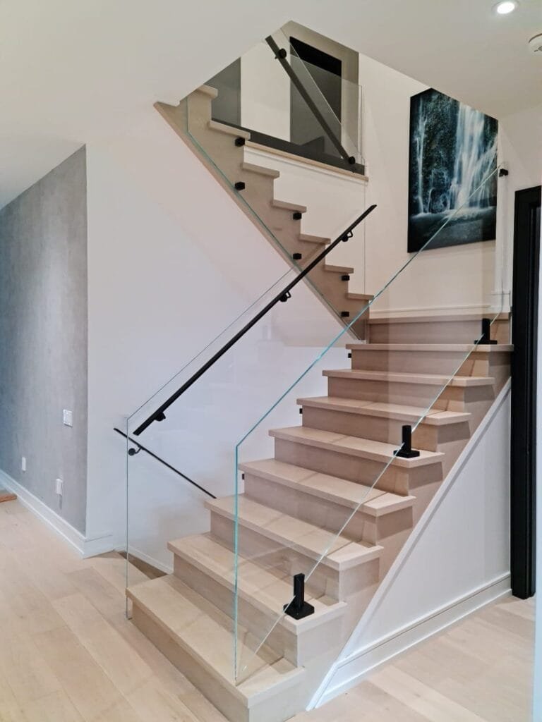 Glass Railing Stairway inside House
